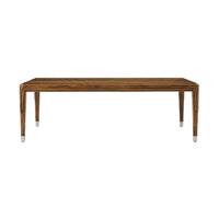 Front view of Walnut Art Deco coffee table on white.