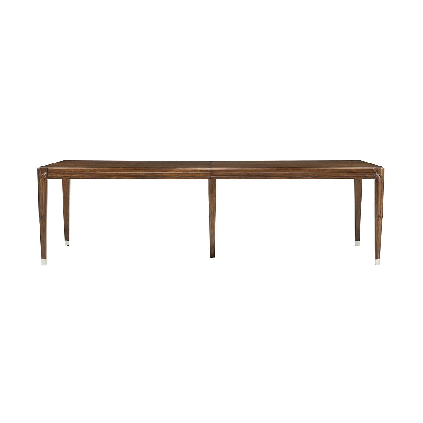 Front view of walnut art deco dining table.