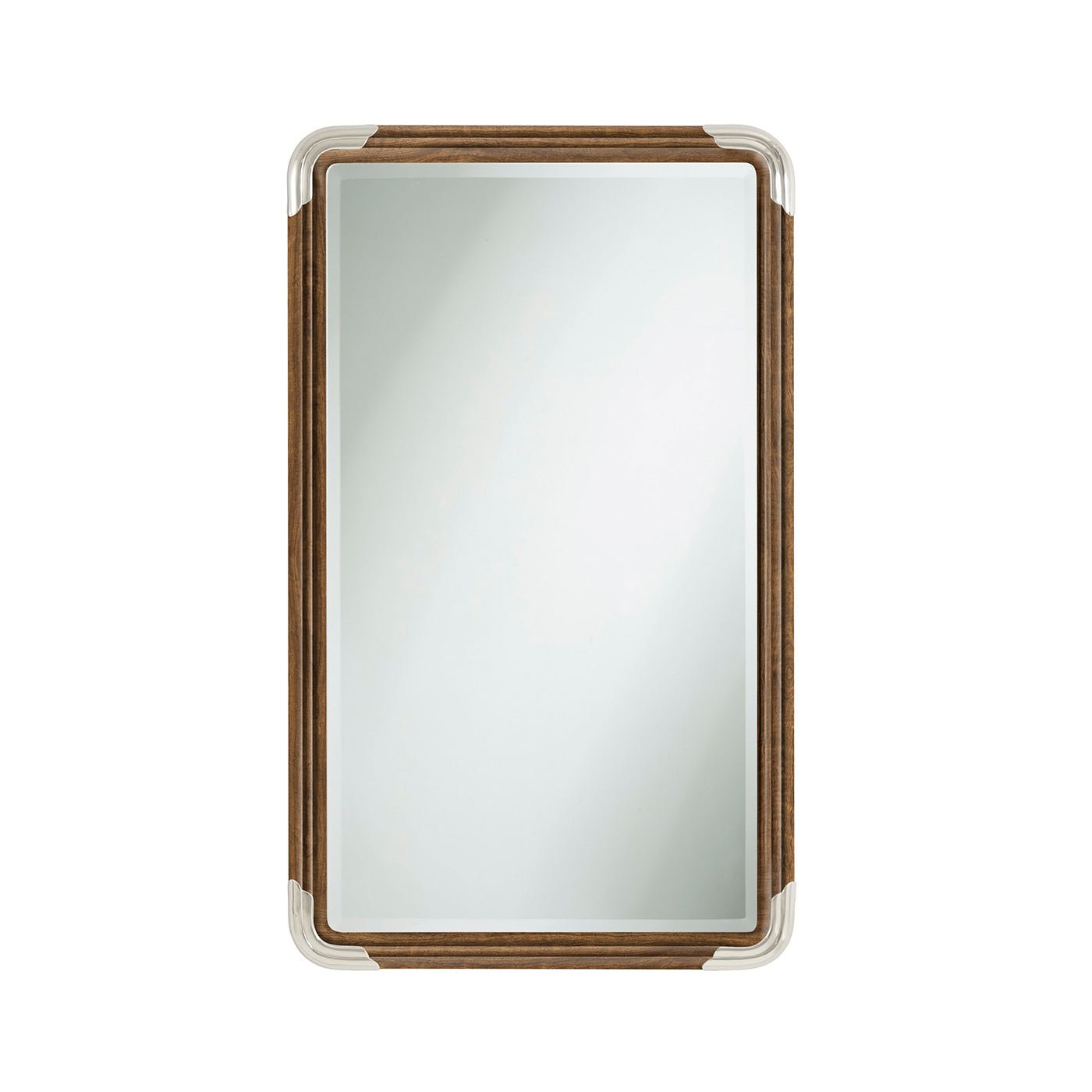 Rectangular walnut Art Deco mirror full view.
