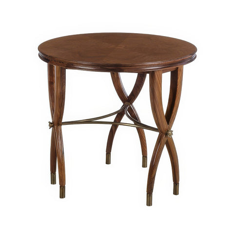 Walnut Art Deco Round Side Table