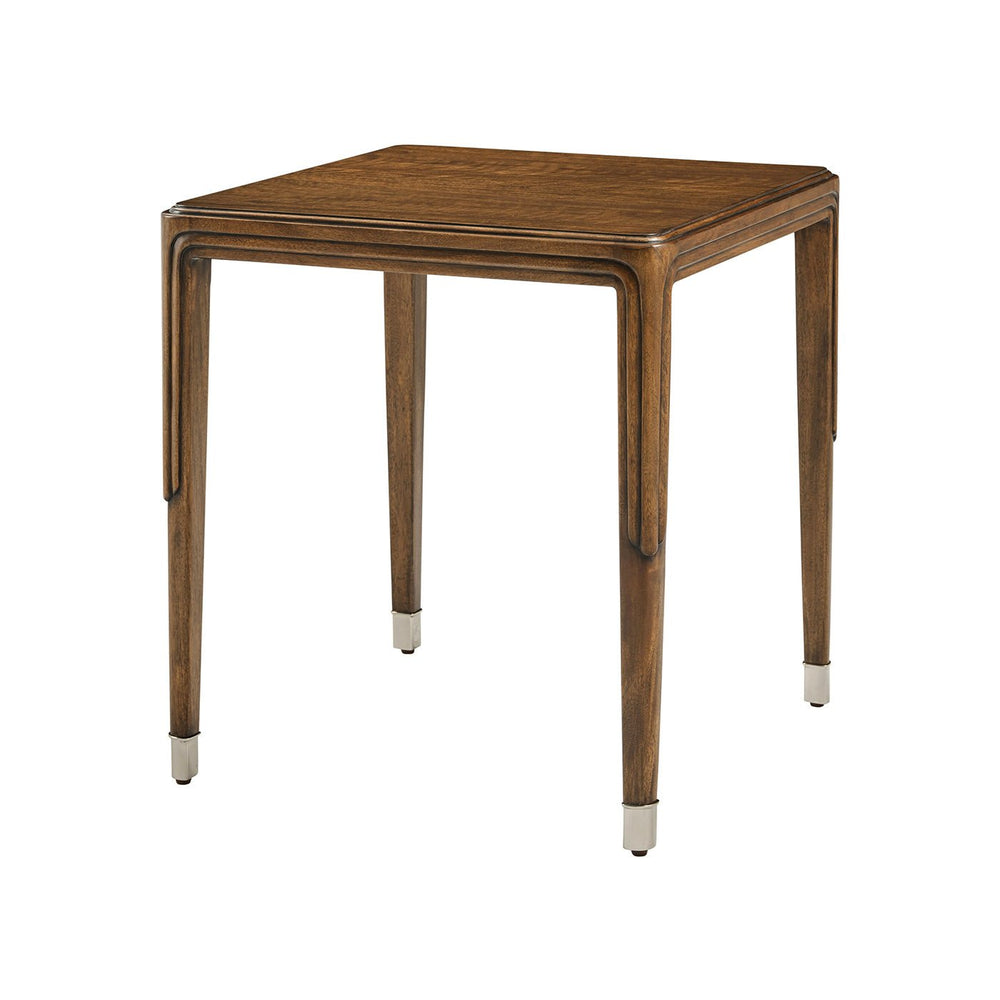Walnut Art Deco side table, angled view.