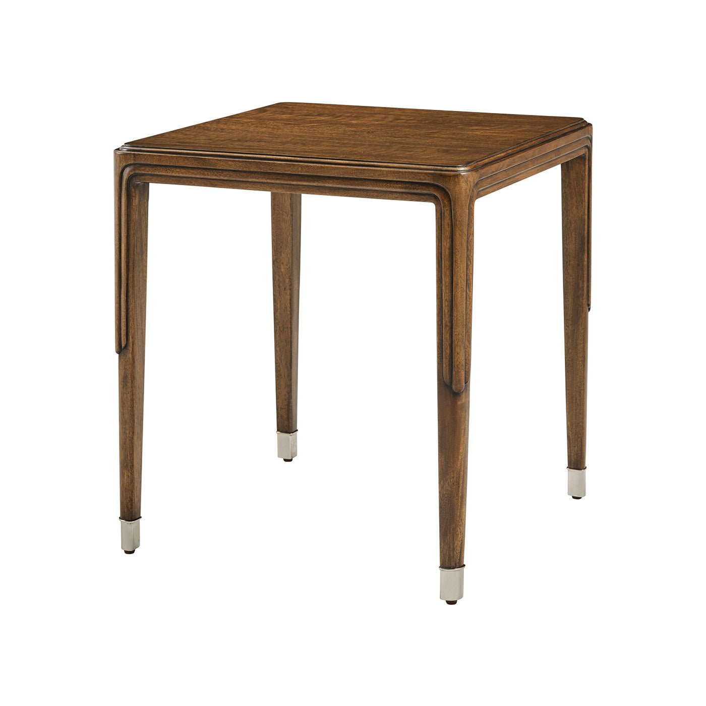 Walnut Art Deco side table, angled view.