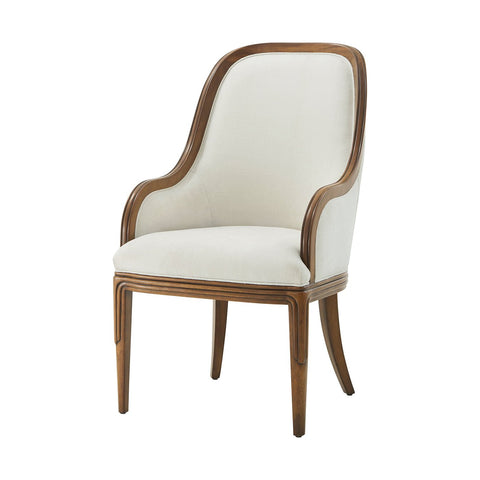 Walnut Art Deco Upholstered Dining Armchair