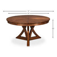 Dimension drawing for Warm Brown Oak Expanding Jupe Dining Table - 71