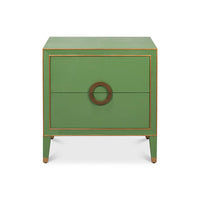 Front view of watercress green modern nightstand.