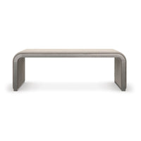 Front view of waterfall velvet bench with minimalist style.