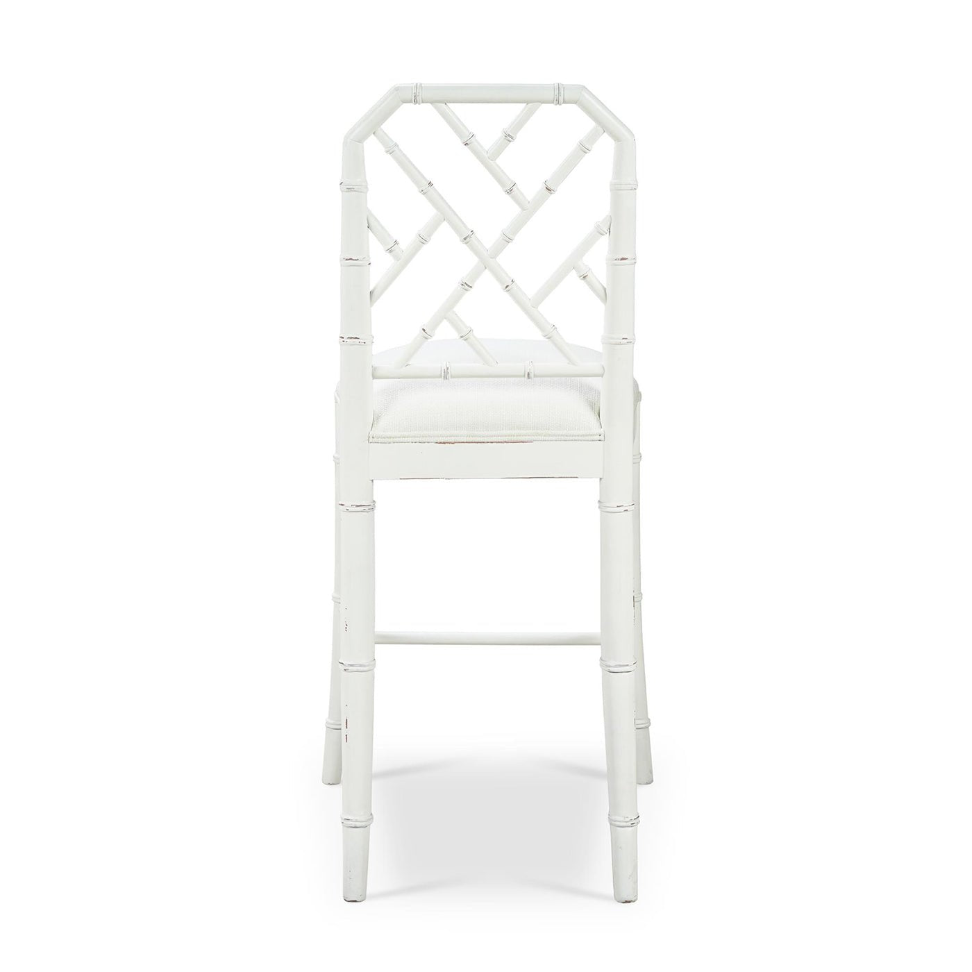 Back view of decorative Chippendale counter stool.