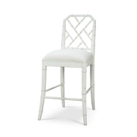 White Chippendale counter stool angled view.