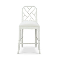 Front view of Chippendale counter stool with cushion.