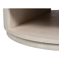 White Drum Coffee Table with Storage Drawer - additional view