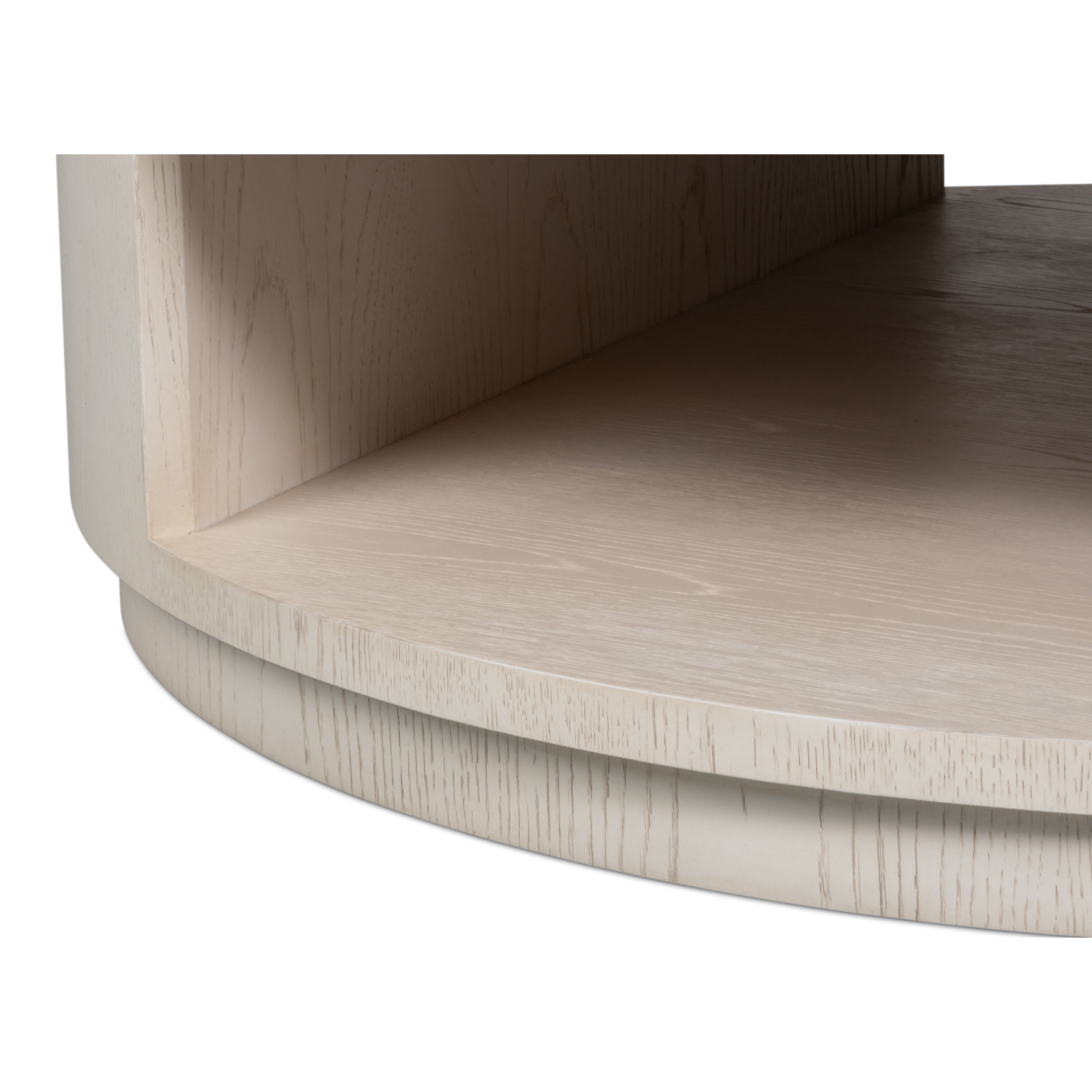 White Drum Coffee Table with Storage Drawer - additional view