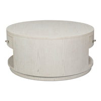 White Drum Coffee Table with Storage Drawer - additional view