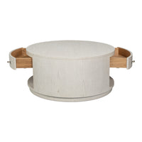 White Drum Coffee Table with Storage Drawer - additional view