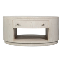 White Drum Coffee Table with Storage Drawer - additional view