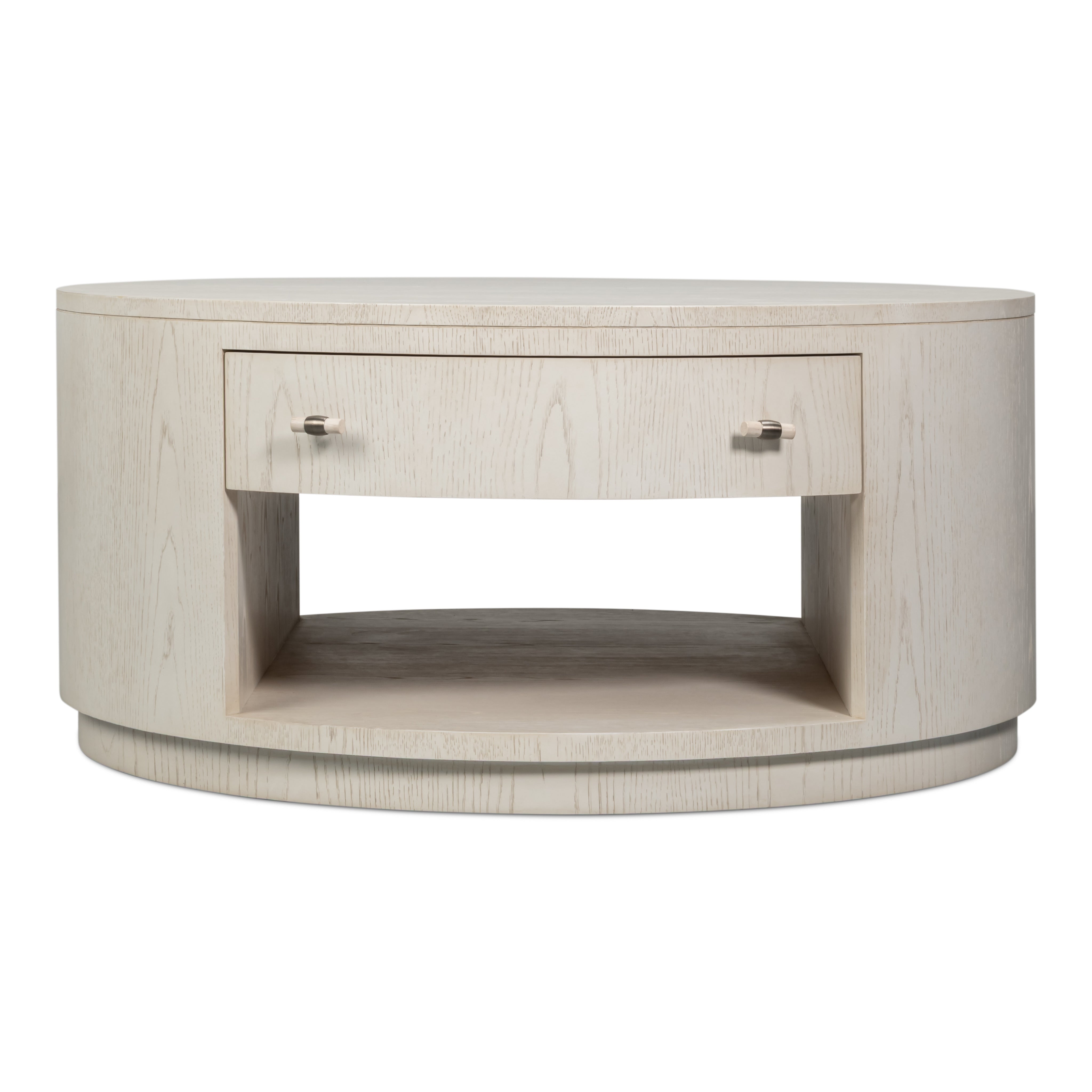 White Drum Coffee Table with Storage Drawer - additional view