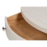 White Drum Coffee Table with Storage Drawer - additional view