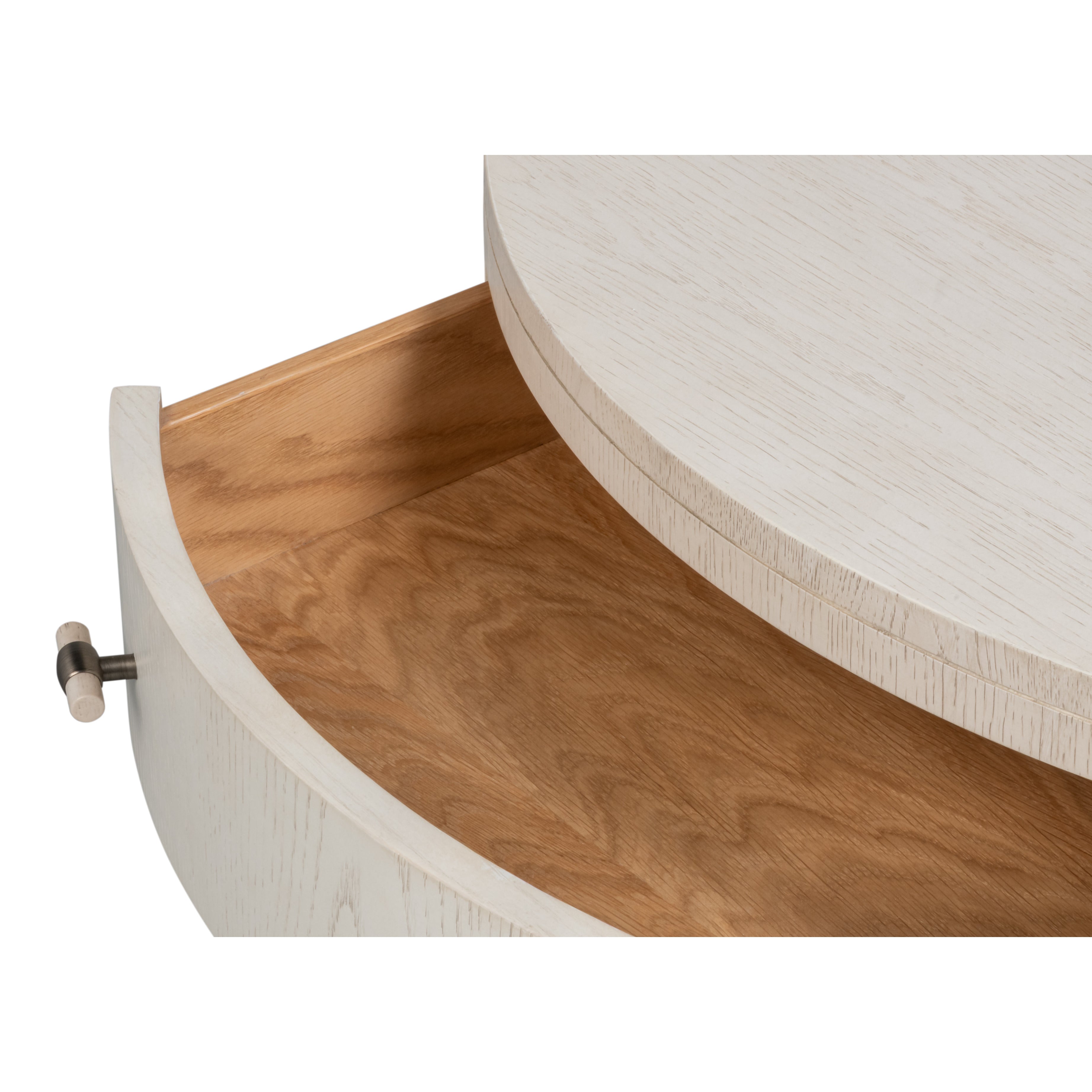 White Drum Coffee Table with Storage Drawer - additional view