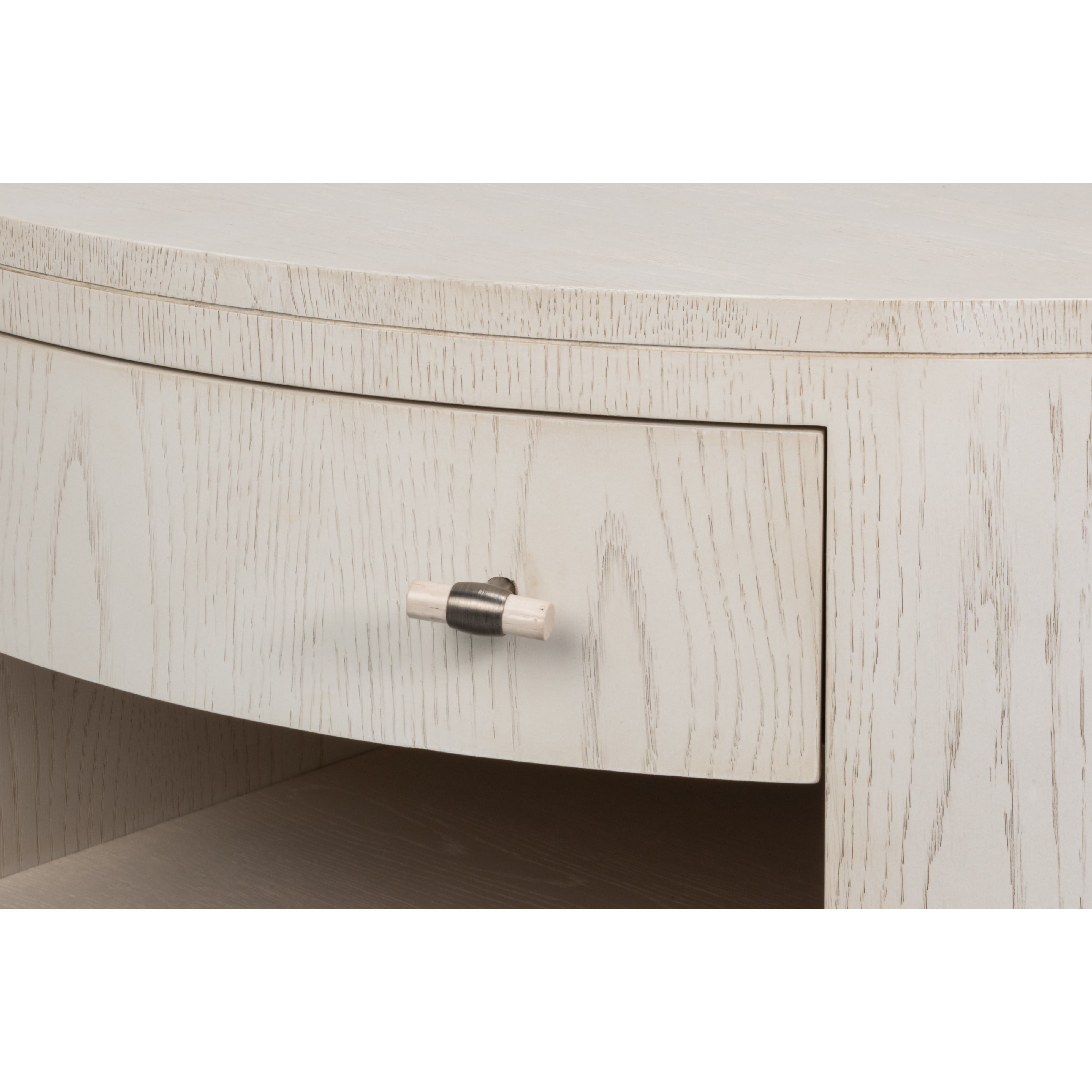 White Drum Coffee Table with Storage Drawer - additional view