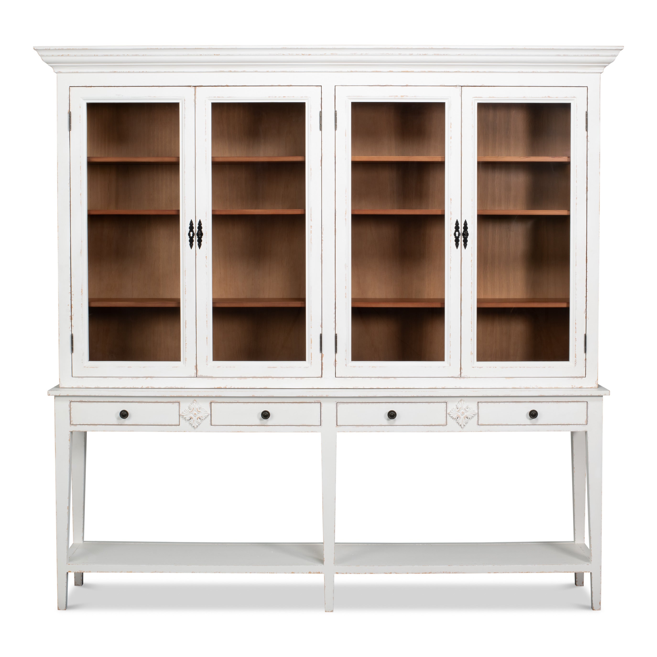 White Glass-Front Display Cabinet with Six Shelves - additional view
