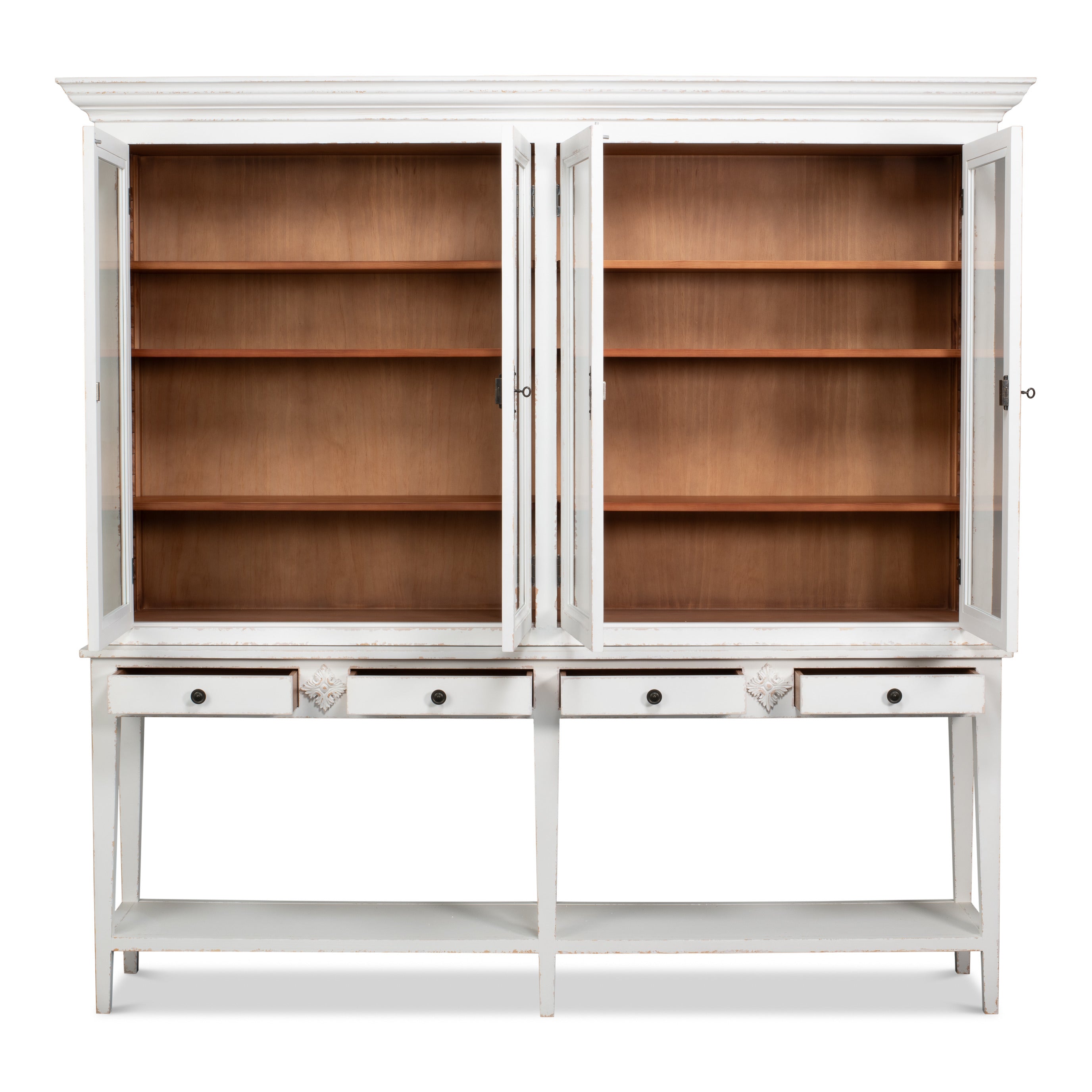 White Glass-Front Display Cabinet with Six Shelves - additional view