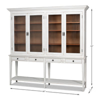 Dimension drawing for White Glass-Front Display Cabinet with Six Shelves