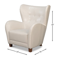 White leather modern wing chair dimensions.