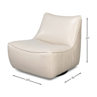 Dimensions of white leather swivel slipper chair