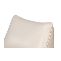 Upper cushion detail of white leather swivel chair