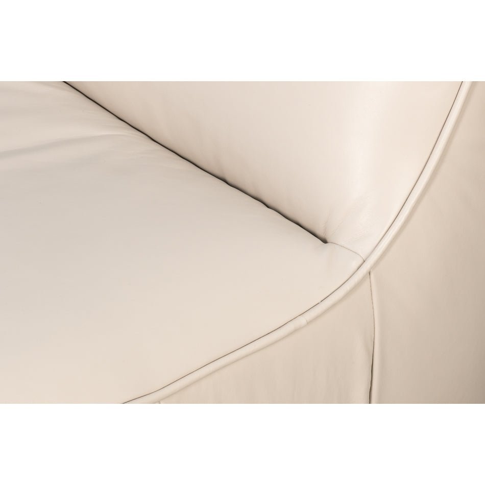 Close-up of seat stitching on swivel slipper chair