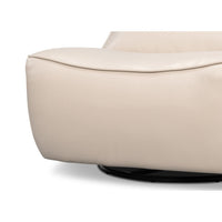 Base detail of white swivel slipper chair