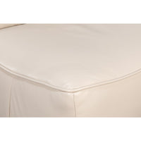 Seat edge of white leather swivel slipper chair