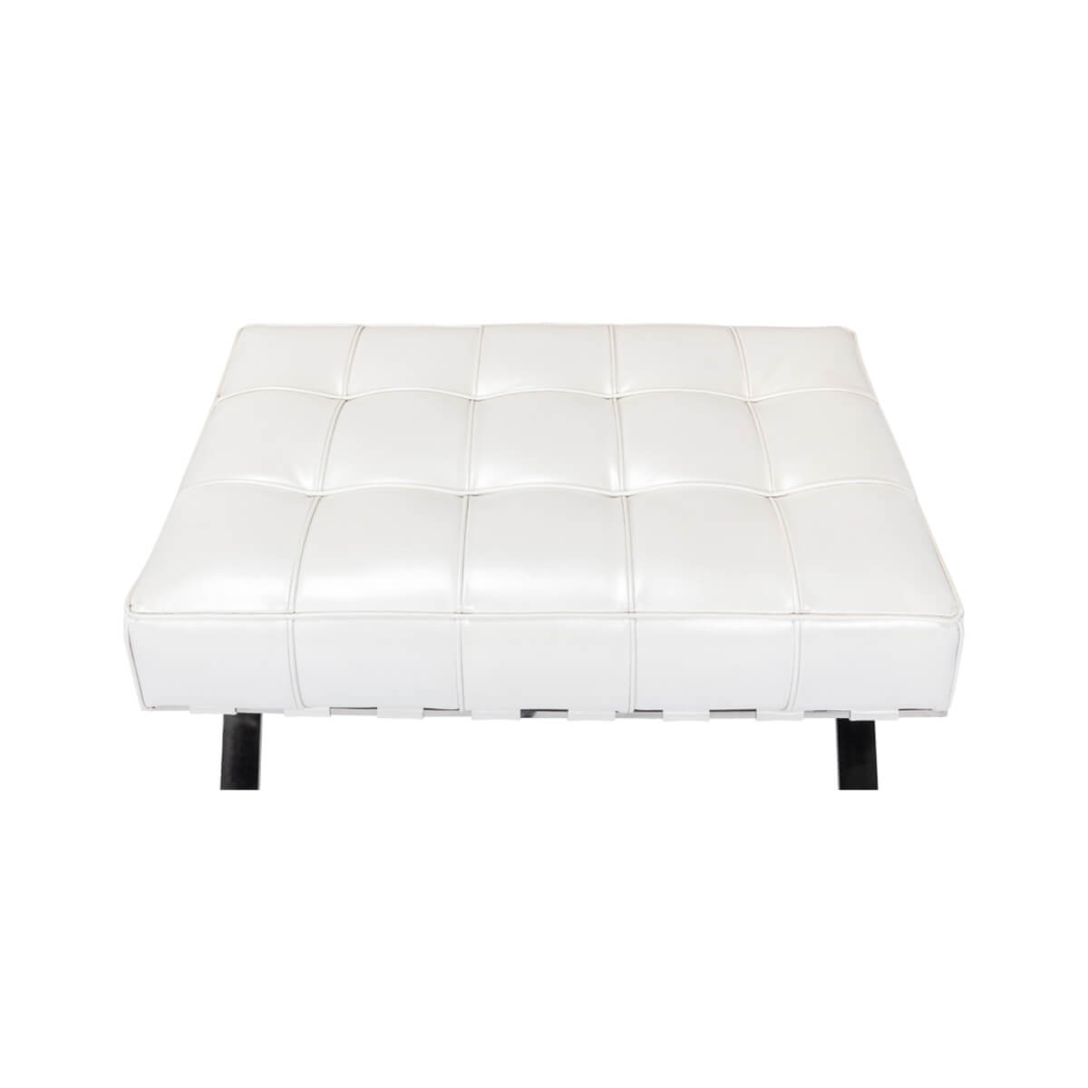 White leather stool top view.