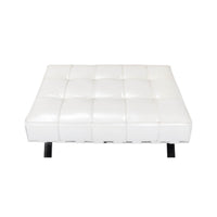 White leather stool top view.