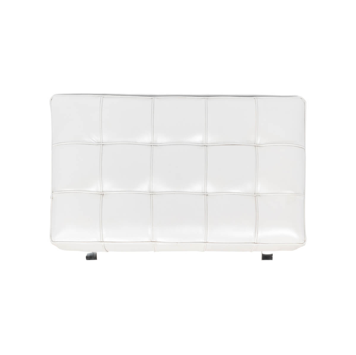 White leather stool top detail.