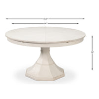 Dimension drawing for White Oak Expanding Jupe Dining Table - 85 1/2