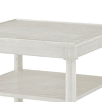 Close-up of white oak square side table's top detail.