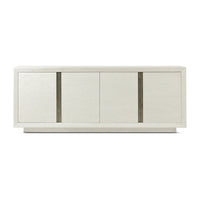 Front view of white organic modern media cabinet