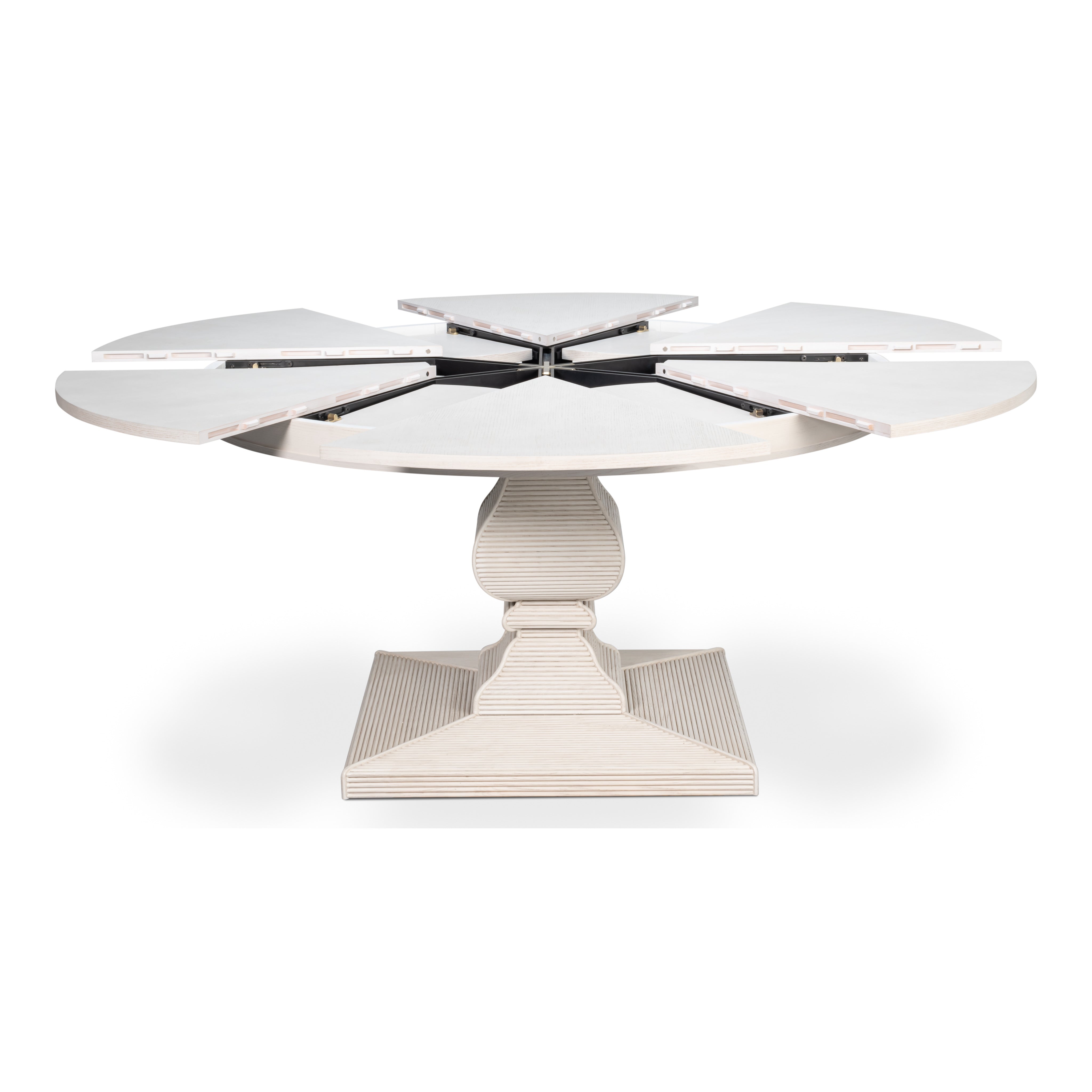 White Reeded Expanding Jupe Dining Table - 70" - additional view