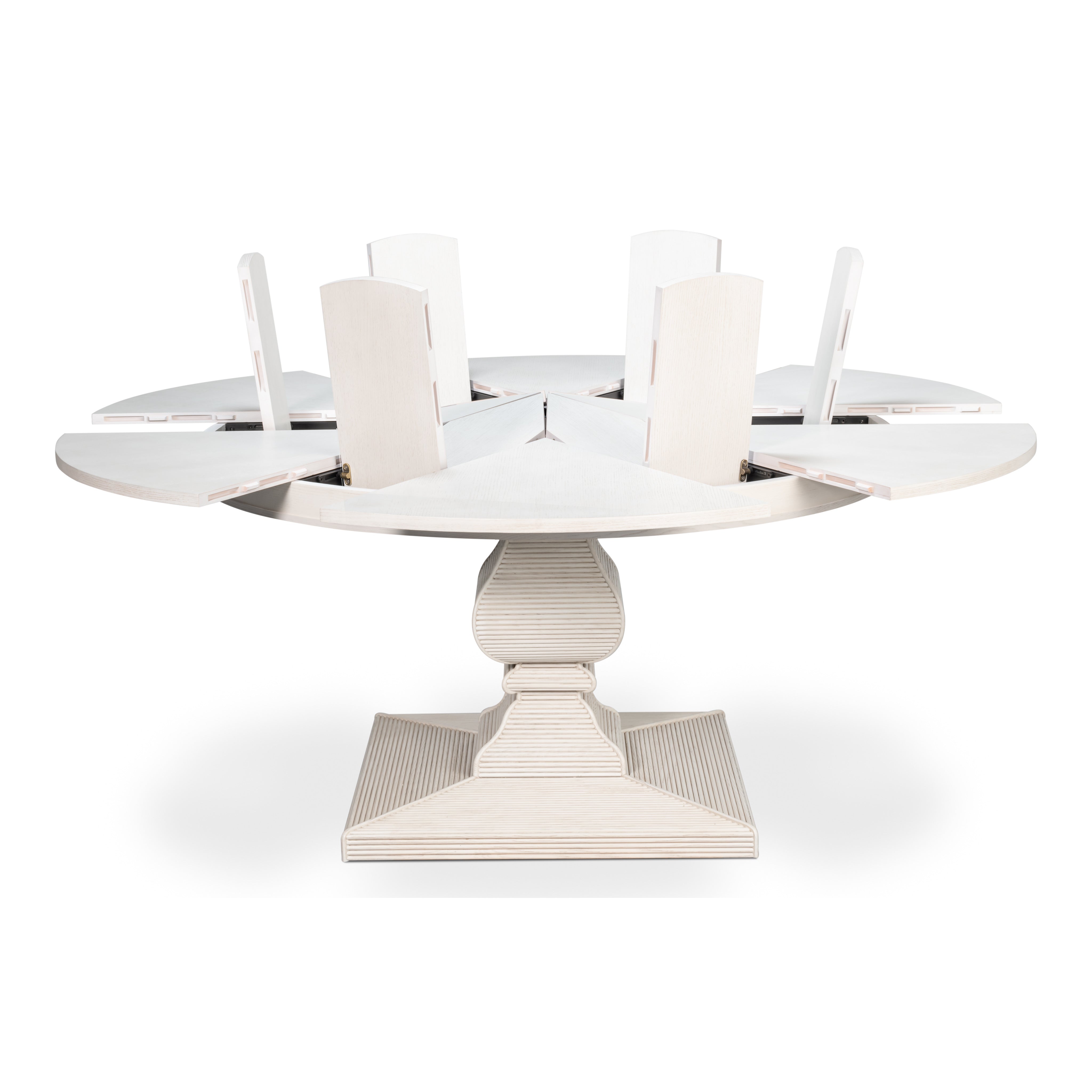 White Reeded Expanding Jupe Dining Table - 70" - additional view