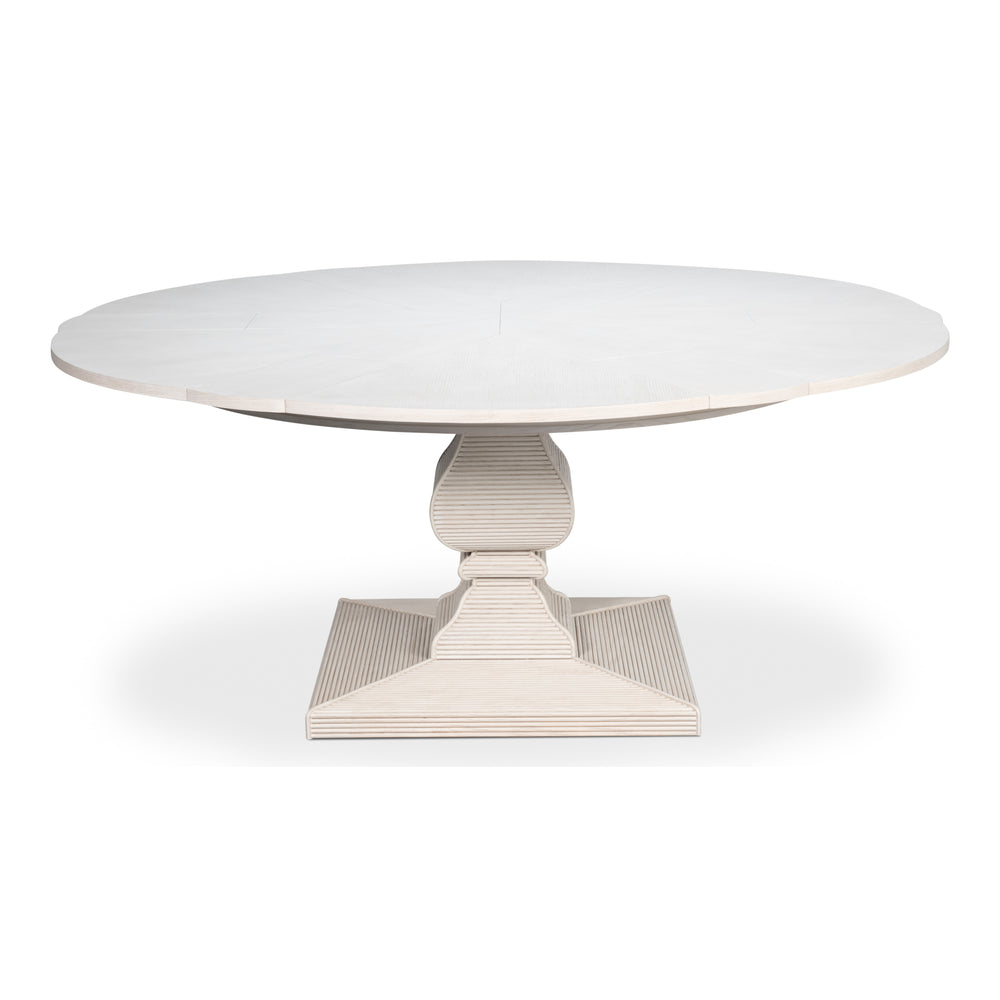 White Reeded Expanding Jupe Dining Table - 70