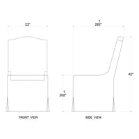 Design blueprint for white slipcovered dining chair.