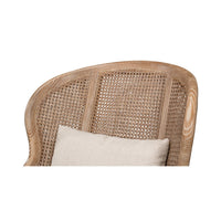 Top detail of woven pattern on armchair.