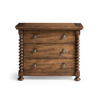 Straight-on view of nightstand, highlighting drawer design.