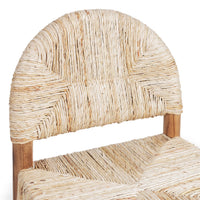 Detail of the arched natural abaca backrest and handwoven seat