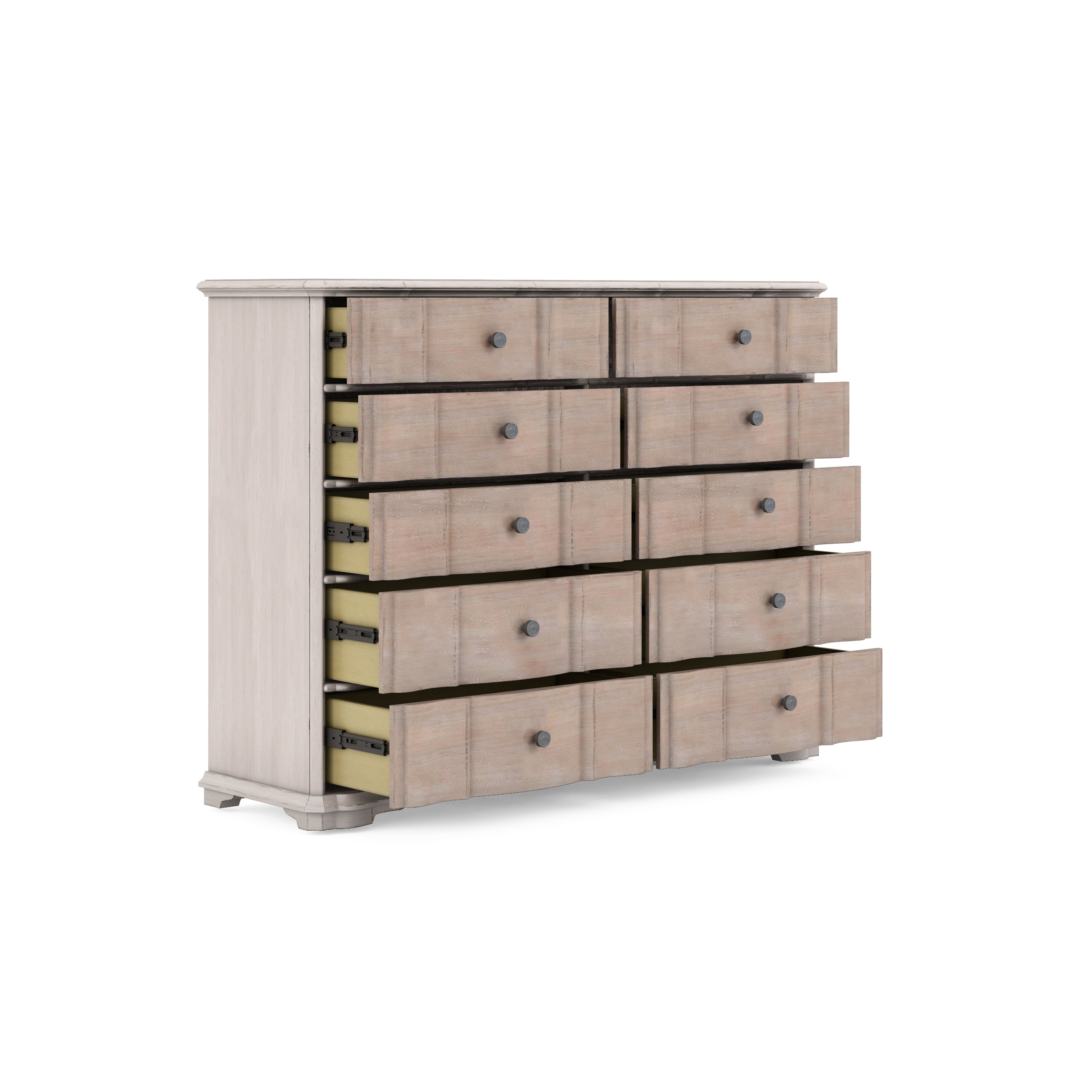 Maple dresser with drawers partially open