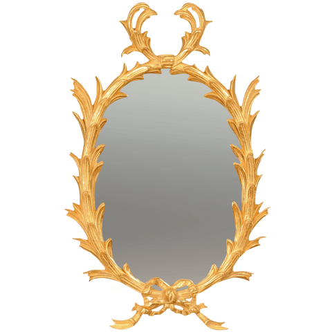 George III Giltwood Oval Mirror - Miniature Palm