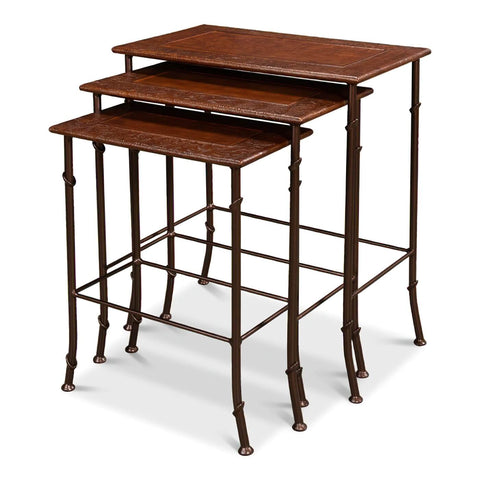 Modern Leather-Top Nesting Tables