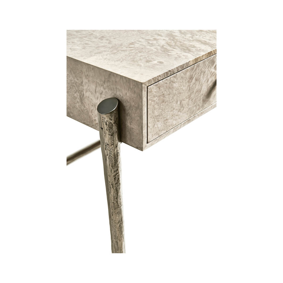 Corner leg detail of Organic Modern Madrona Desk.
