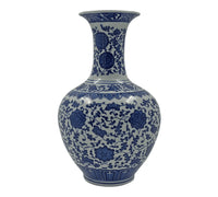 Detailed view of a Chinese porcelain vase, floral pattern.