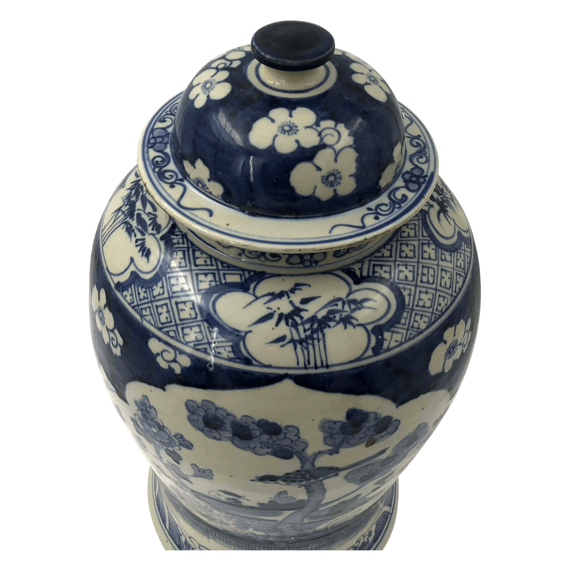 Top view of Chinese ginger jar showing lid details.